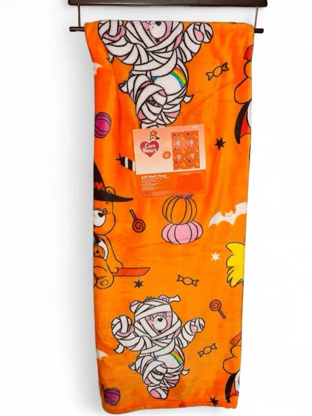 Care Bears Orange Plush Throw Blanket